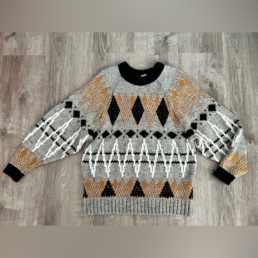 Vintage Jay Jacobs argyle wool blend Crewneck Grandpa grey Sweater size M